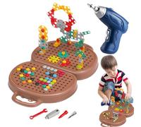 Coffret d'Outils Jouet pour , Coffret à Outils Créatif avec Perceuse 203 Pièces, Jeu Éducatif et Loisir pour Anniversaire Voyage Familial Scolaire Maison Fête