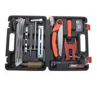 Coffret d'outils pour tronçonneuse avec limes, étau d'affutage et scie égoïne