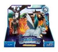 Coffret dragons les neuf royaumes : dragon gris bissocorn avec battement des ailes et son dresseur d'angelo - viking - figurine - personnage Gris