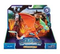 Coffret dragons les neuf royaumes : panache orange avec battement des ailes et son dresseur alex - viking - figurine - personnage Orange