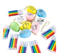 Coffret d'œufs à peindre, idéal pour les réunions de famille. Partagez un moment convivial en famille et créez une festive unique. Styles aléatoires. Contient 4 feutres de 10 ml (White, 11x8cm)