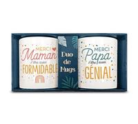 STC Coffret duo de mugs Maman Formidable & Papa Génial