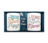 Coffret Duo de Mugs Super Mamie & Super Papy