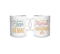 Coffret duo mugs maman papa genial a paillettes
