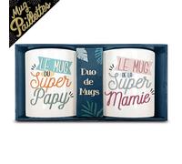 Coffret duo Mugs ' Papy Mamie ' Paillettes