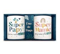 Coffret duo mugs super papy mamie a paillettes