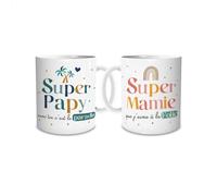 Coffret duo mugs super papy mamie a paillettes