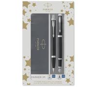 Coffret duo stylo plume et bille - PARKER - IM - Laque noire - Attributs chromés - Rechargeable