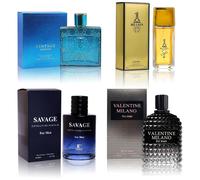 Coffret Eau De Cologne Homme 4 Pièces (Savage Ext/Valentine Milano/Vintage Heroes/1 Billion) Eau De Parfum Pour Homme Notes De Boisé, Épicé, D'agrumes Et Parfum Aromatique Longue Durée
