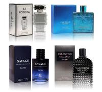 Coffret Eau De Cologne Homme 4 Pièces (Savage Ext/Valentine Milano/Vintage Heroes/Robota) Eau De Parfum Pour Homme Notes De Boisé, Épicé, D'agrumes Et Parfum Aromatique Longue Durée