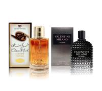 Coffret Eau De Cologne Pour Homme (3,4 Oz/100 Ml X 2 Pièces) Eau De Parfum Valentine Milano & Choco Musk Pour Homme Notes De Parfum Boisé, Épicé, Hespéridé Et Aromatique