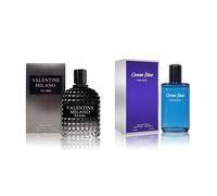 Coffret Eau De Cologne Pour Homme (3,4 Oz/100 Ml X 2 Pièces) Eau De Parfum Valentine Milano & Ocean Blue Pour Homme Notes De Parfum Boisé, Épicé, Hespéridé Et Aromatique