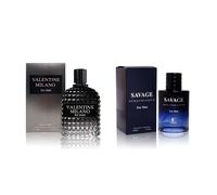 Coffret Eau De Cologne Pour Homme (3,4 Oz/100 Ml X 2 Pièces) Savage Ext&valentine Milano Eau De Parfum Pour Homme Notes De Parfum Boisé, Épicé, D'agrumes Et Aromatique