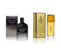 Coffret Eau De Cologne Pour Homme (3,4 Oz/100 Ml X 2 Pièces) Valentine Milano & 1 Billion Eau De Parfum Pour Homme Notes De Parfum Boisé, Épicé, Hespéridé Et Aromatique