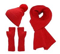 Coffret Echarpe Bonnet Homme Laine, Ensemble Hiver Tricoté Beanie Bonnet Écharpe Gants Antidérapants Casquettes En Tricot Épais Avec Doublure Polaire Taille Unique Pour Voyage Extérieur