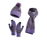 Coffret Echarpe Bonnet Homme Sport, avec Doublure en Polaire Cosy Ensemble Thermique Tricoté Hiver 3 en 1 Chapeau Bonnet d'hiver Écharpe Et Gants À Écran Tactile Unisexes pour Voyage Extérieur