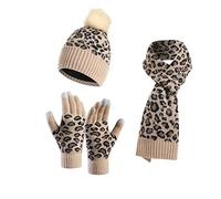 Coffret Echarpe Bonnet Homme Sport, avec Doublure en Polaire Cosy Ensemble Thermique Tricoté Hiver 3 en 1 Chapeau Bonnet d'hiver Écharpe Et Gants À Écran Tactile Unisexes pour Voyage Extérieur