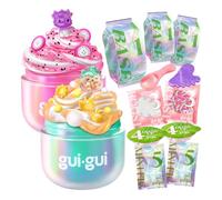 Coffret Éclat fruité Gui Gui avec des slimes parfumés à la Texture craquante et Brillante, 2 Outils Premium, Un Tampon et Un Rouleau, rituel en 5 étapes et Figurine à Collectionner