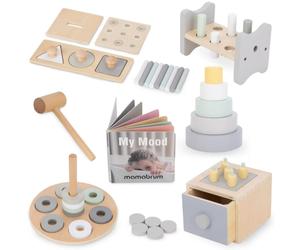 Coffret educatif montessori bois mamabrum box 6 jouets eveil bebe 12m+