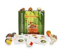Coffret éducatif Montessori - Découverte des Champignons - Matériel pédagogique sensoriel PACHA ECHECS® avec figurines réalistes et livret explicatif en français - Observation de la nature et apprenti