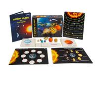 Coffret éducatif Montessori - Découverte du Système Solaire - Matériel pédagogique sensoriel PACHA ECHECS® avec planètes, Cartes de Nomenclature et Support Galactique