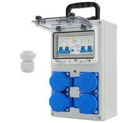 Coffret Électrique de Chantier 230V Professionnel, IP67 16A 4P, Répartiteur Mural avec Disjoncteur, Distributeur de Puissance pour Ateliers, Chantiers et Usines