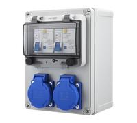 Coffret Électrique de Chantier 230V, Répartiteur Mural 16 A IP67 Distributeur de Courant Électrique avec Disjoncteur, Distributeur de Puissance Consommée pour Ateliers Usines et Chantiers