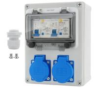 Coffret Électrique de Chantier Professionnel 230V 16A, IP67, avec Disjoncteur et 2 Prises Schuko, Distributeur de Puissance pour Ateliers, Usines et Chantiers