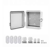 Coffret Electrique Etanche Exterieur en ABS, Boîte de Jonction IP67 avec Porte Grise, Joint d'Étanchéité Intégré et Montage Mural pour Irrigation, Piscine, 15x15x9cm