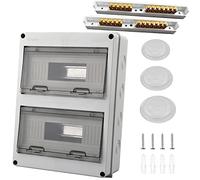 Coffret Electrique Etanche Exterieur IP65, 24 Modules avec Terminaux et Rails Intégrés Boîte à Fusibles Distributeur en Saillie, Abs de Surface en Plastique avec Porte Transparente