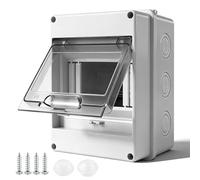 Coffret Électrique Étanche IP65 Extérieur avec 5 Modules DIN, Rail Intégré, Porte Transparente et Bornes de Recharge Boîtier ABS Résistant pour Jardin, Cave, Garage
