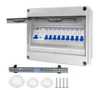 Coffret Electrique Etanche, Tableau Electrique avec Disjoncteur Différentiel, Boîtier de distribution électrique IP65 pour Caravanes/Garages/Ateliers/Villas, Disjoncteur 125A, 7x16A+2x20A