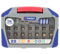 Tivoly Coffret embouts de vissage 11521572003 Torsion Titane – 22 pièces (avec porte-embouts)