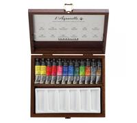 Coffret En Bois Aquarelle Extra Fine Sennelier 12 Tubes De 10ml 1 Palette En Porcelaine