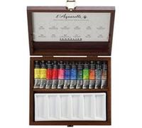Sennelier Lot de 12 boîtes d'aquarelle en noyer pour artistes français, tubes de 10 ml, multicolore