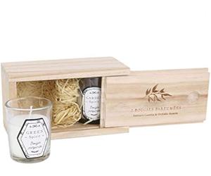 Coffret en bois avec 2 bougies Nature