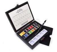 Coffret En Bois De 16 Demi-Godets Aquarelle Fine - Sennelier