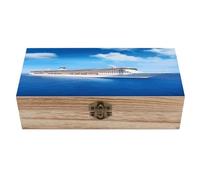 Coffret en bois de bateau de croisière, robuste et vintage, avec couvercle à charnière. Boîte à souvenirs en bois raffinée, grand coffret à bijoux, joli porte-bibelots, cadeau unique pour hommes et