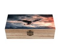 Coffret en bois « L'Aigle vole courageusement dans le ciel » - Boîte de rangement vintage robuste avec couvercle à charnière - Coffret à souvenirs en bois raffiné - Grand coffret à bijoux - Joli po