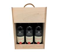 Coffret en bois pour 6 bouteilles de vin muni d’une poignée