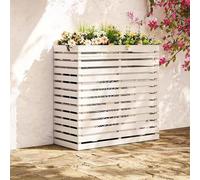 Coffret en bois pour unité extérieure climatiseur | Paravent décoratif à lames tout temps, cache climatiseur pour jardin cour patio(White,41.3*23.6*47.2in)