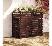 Coffret en bois pour unité extérieure climatiseur | Paravent décoratif à lames tout temps, cache climatiseur pour jardin cour patio(Brown,80*13.8*33.5in)