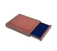 Coffret en bois véritable SAFE 6826 Nova Exquisite 35 x 26 mm - avec compartiments ronds - idéal pour les pièces jusqu'à 26 mm