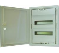Coffret modulaire encastré, adapté aux installations résidentielles et petit tertiaire, pour encastrement dans des murs en maçonnerie, brique ou clois