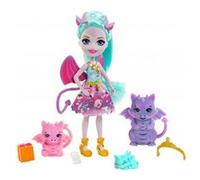 Coffret enchantimals famille deanna dragon - mini poupee deanna dragon 15 cm + 3 dragons : roast whisk steam figurines animaux