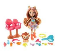 Enchantimals – Coffret Salon de Coiffure Lacey Lion – Mini-poupée, Figurine et Accessoires