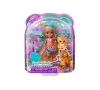Coffret Enchantimals Poupee Charisse Cheetah et Grinsy Le Guépard - Figurine 15 cm Avec Animal - Mini-poupee + Carte Animaux
