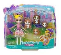 Coffret Enchantimals Poupée Glee Et Famille de Cochon d'Inde - Figurine 15cm Avec Animal - Set Mini-poupee + 1 Carte Tigre
