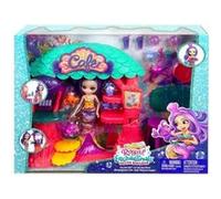 Coffret enchantimals poupée martina sirène café sous marin - set figurine 15cm + animal et accessoires + 1 carte tigre - mini-poupee