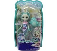 Coffret enchantimals poupee naddie narwhal et narval sword - figurine 15cm et animal - mini-poupee + carte animaux